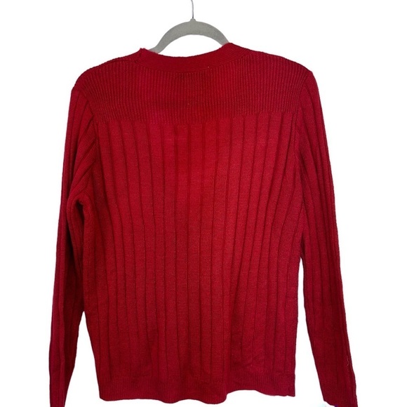 Cotton Emporium Womens Red Ribbed Button Cardigan Long Sleeve Sweater Si… - Picture 6 of 9